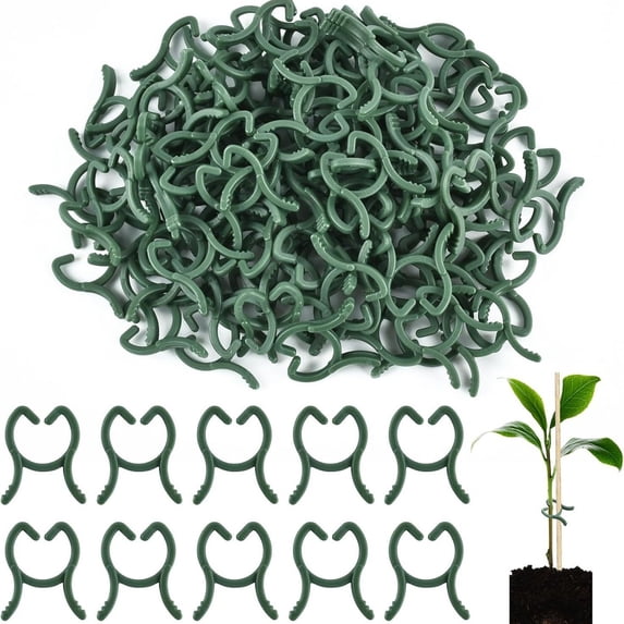 Kingtowag 200 Plant Vines Fixing Clips Garden Tomato Vine Clamps for Vegetables Flowers, Gentle Stem Support Holders