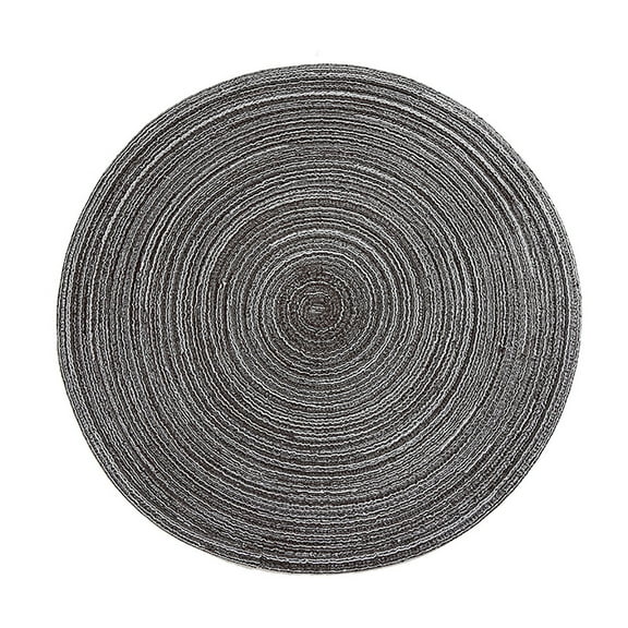 Kingtowag under $5! Washable Placemats Patio Table Place Mats for Indoor & Outdoor, Round Cotton Placemat - Black for Kitchen Dining Table Decor Round Table Mats, Non-Slip Heatproof Placemats