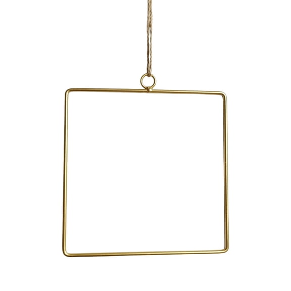 Kingtowag 7.9 Inch Hanging Ornament, Iron Wreath with Artificial Flower, Square Geometric Shape Wall Decor