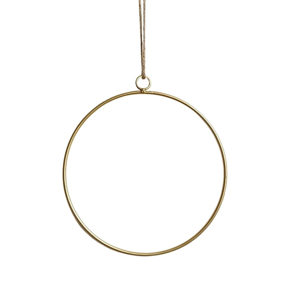 Kingtowag 7.9 Inch Hanging Ornament, Wrought Iron Wreath with Artificial Flower, Circle Geometric Shape Wall Decor