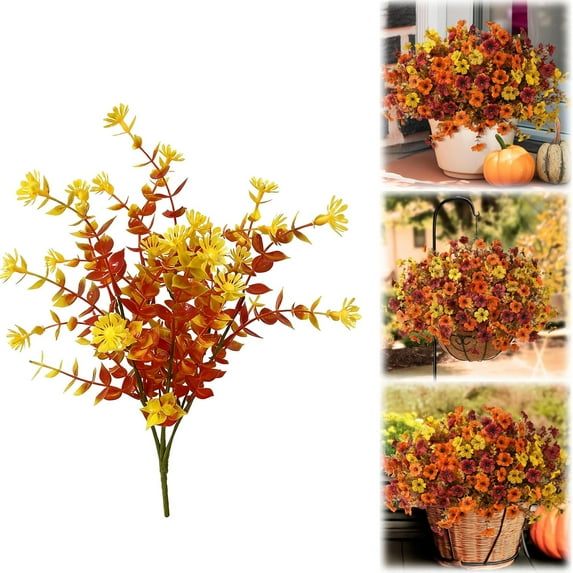 Kingtowag Artificial Fall Wild Flowers (Faux Autumn Stems, Seasonal Decor), Artificial Fall Wild Flowers Realistic Autumn Decor, Bendable Stems For Arrangements, Fade-Resistant, Clearance!