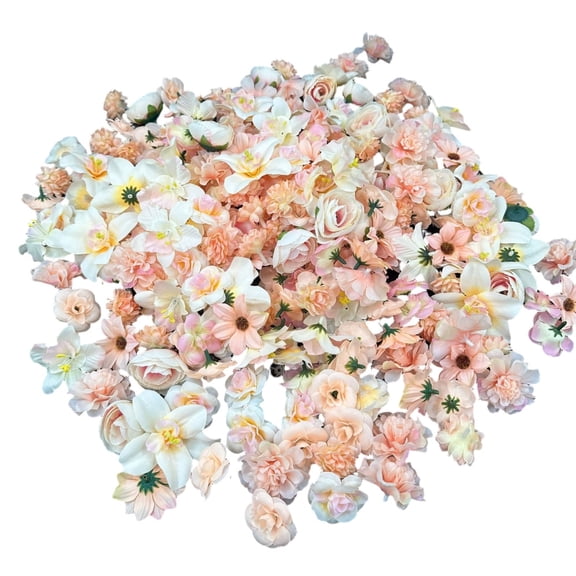 Kingtowag Artificial Flowers Roses Heads, Diy Floating Flower Wreath Spring Summer, Beige Fake Flowers for Crafts