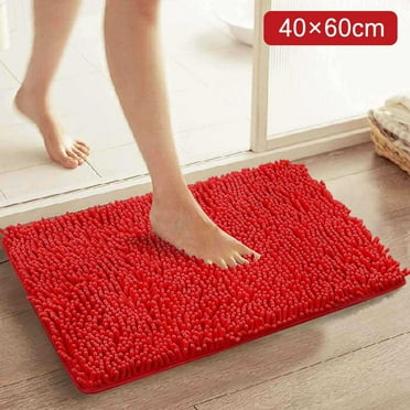 Kingtowag Bath Mat, Bright Red Bathroom Carpet Won'T Slip Bathroom Mat Soft and Comfortable Furry Thickened Bathroom Carpet Machine Washable Reusable, 1Pc Bathroom Mat Red