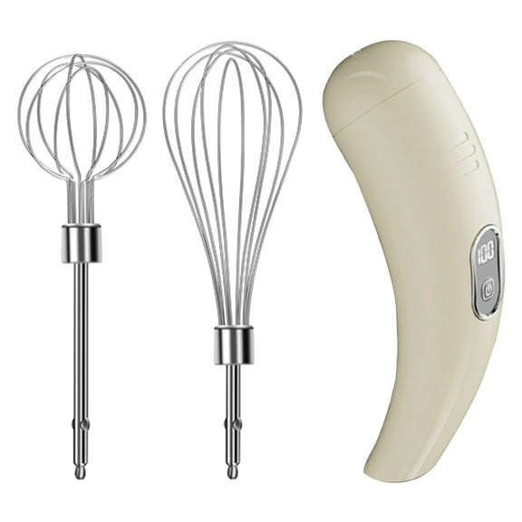 Kingtowag Beige Wireless Electric Egg Whisk 18*6cm, Adjustable Handheld Beater for Baking, Dough, Drinks, Large Inventory, Large Inventory