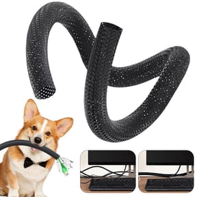 Kingtowag Black Cat Bite Protection Sleeve 2m, Chew-Resistant Cable Protector for Dogs & Cats, Pet-Proof Wire Management Cover, Easy-Install Cable Organizer for Home Office, Durable Chew Proof Sleeve