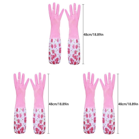 Kingtowag Black of Friday Deals 3Pc Cleaning Gloves, Dishwashing Gloves Latex Free Reusable Household for Washing Dishes and Cleaning Tasks Flexible Long-Lasting Non-Slip Sleeves Clearance