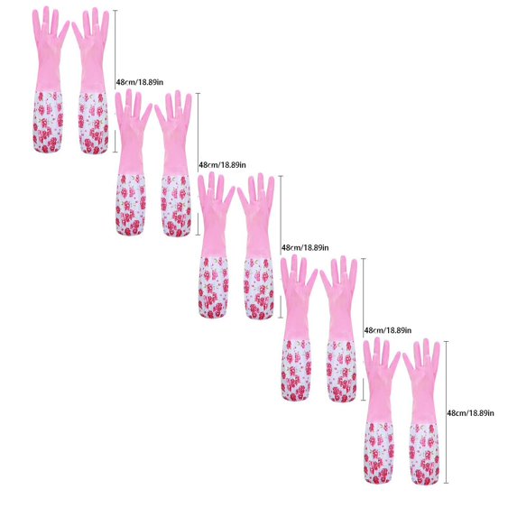 Kingtowag Black of Friday Deals 5Pc Cleaning Gloves, Dishwashing Gloves Latex Free Reusable Household for Washing Dishes and Cleaning Tasks Flexible Long-Lasting Non-Slip Sleeves Clearance