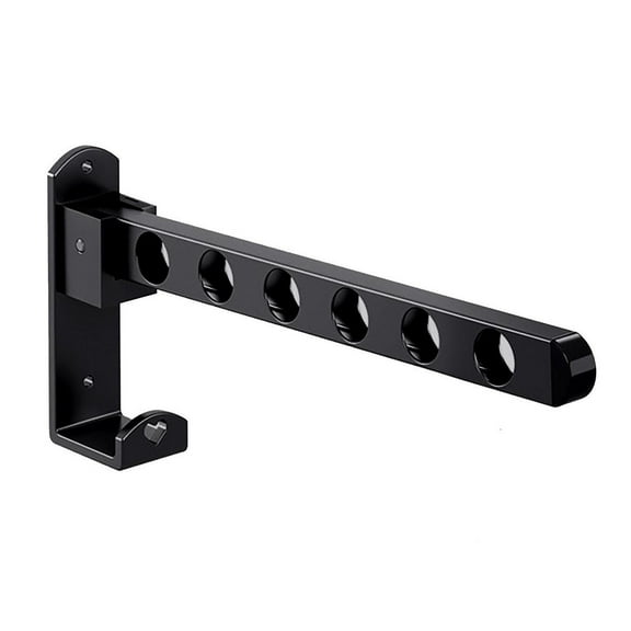 Kingtowag Black Wall Mounted Clothes Drying Rack 6 Holes, Creative Stacked Clothes Hanger Wall Mounted, Retractable and Space-Saving