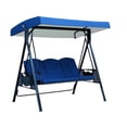 thumbnail image 1 of Kingtowag Blue Outdoor 3 Seater Swing Canopy Cover Sunshade Rainproof Awning, Swing Chair Top for Sun and Rain Protection, 1 of 2