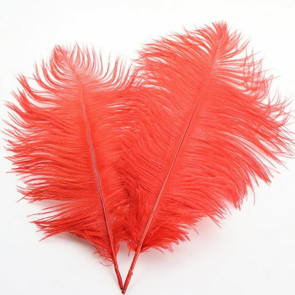Kingtowag Bright red ostrich feathers 32cm, Colorful wedding decoration flowers, realistic and fade-resistant for stage and clothing decor
