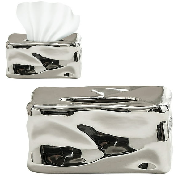 Kingtowag Ceramic Tissue Box Cover Napkin Holder Tabletop Decor, for Nightstand, Bathroom, Coffee Table, Elegant and Functional Home Accessory, Keeps Tissues Dust-Free and Stylish (#B)