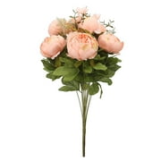 Kingtowag Clearance Fake Flowers, 1 Bouquet Vintage Artificial Peony Silk Flowers Bouquet for Decoration, Bunch of European-Style Core-Wrapped Peony Five-Color High-End Artificial Flowers