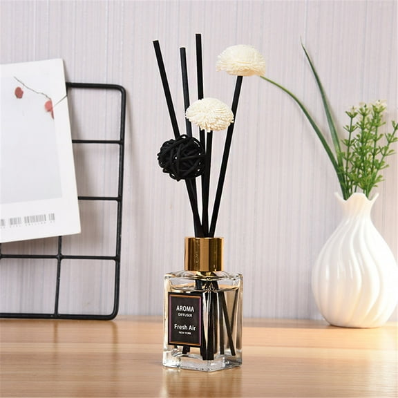 Kingtowag Clearance Flower Reed Diffuser for Living Room, Bedroom, Bathroom Shelf Decor, Flameless Aromatherapy Essential Oil Set Lavender, Home Fragrance Oil Reed Diffuser