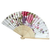 Kingtowag Clearance Oil Painting Satin Fan Vintage Bamboo Folding Hand Held Flower Fan Chinese Dance Party Pocket Gifts One Size 1 Fan