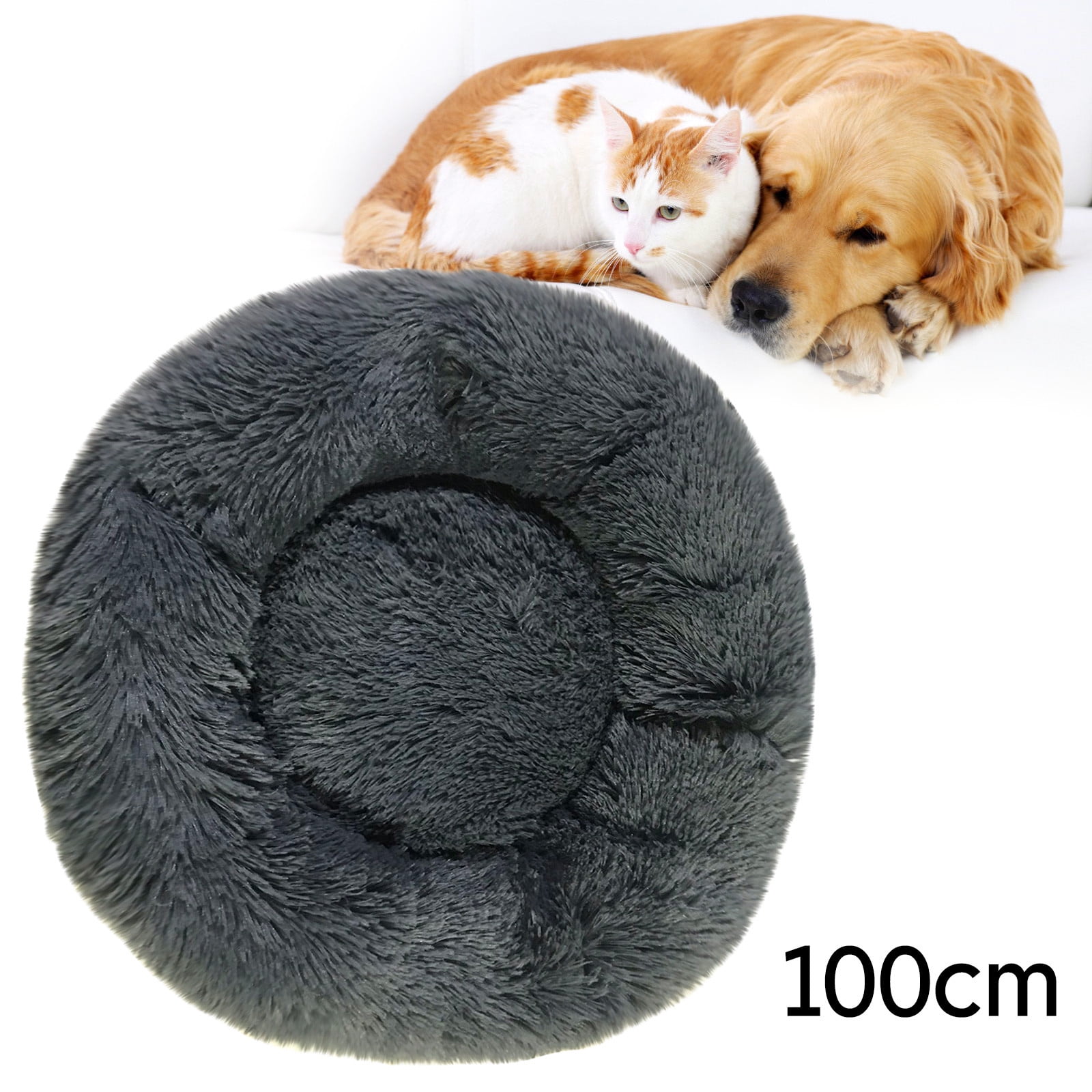Kingtowag Dark Gray Dog Mat Carpet 100cm XL, Washable Cushion Rug Pet Bed Stress Relief, Self-Heating Waterproof Base, Cozy Large Pet Bed for Dogs