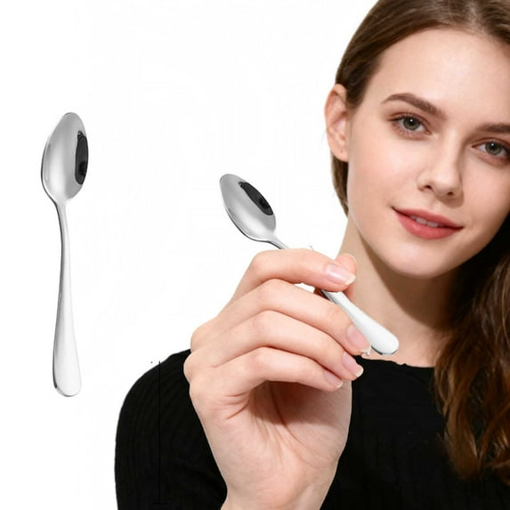 Kingtowag (For Home Kitchen Restaurant), Dinner Spoons Stainless Spoons Silverware Table Spoon for Home Kitchen Restaurant, Dishwasher Safe, Lightweight, Elegant Design, Silver,4.9In