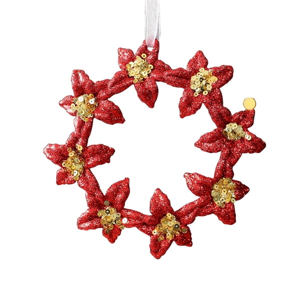 Kingtowag Glitter Reindeer Christmas Tree Ornaments, Sequined Wreath Dancing Deer Ballet Hanging Decorations