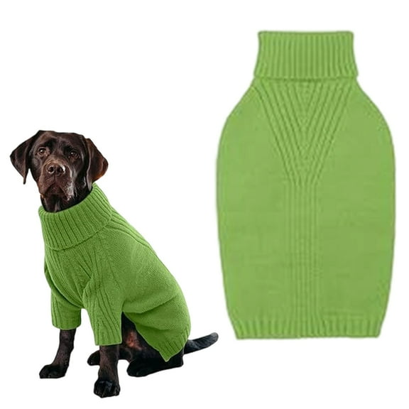 Kingtowag Green Dog Pullover Size XXXXXL, Thermal Knit Christmas Pet Turtleneck Sweatshirt for Giant Dogs, Holiday Dog Turtleneck, Stretchy Canine Coat for Cold Weather