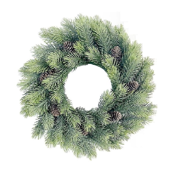 Kingtowag Green Pinecone Decorative Plant Wreaths, Medium Artificial Plant Wreath for Festive Atmosphere