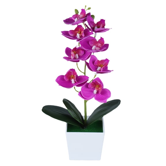 Kingtowag Indoor Plants, Artificial Phalaenopsis Orchid In Pot, 8-Head Faux Flowers for Living Room Kitchen and Holiday Decor