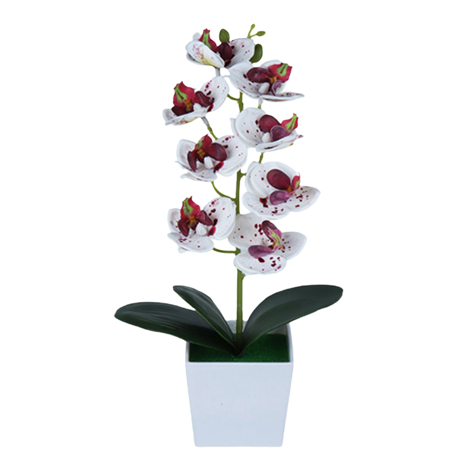 Kingtowag Indoor Plants, White Artificial Orchid In Pot, 8-Head Faux Flowers for Table Centerpieces and Indoor Home Decoration