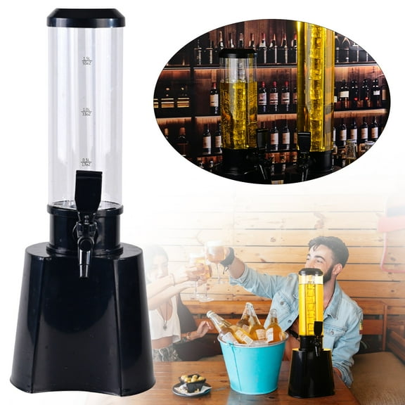 Kingtowag (Integrated Tap with Ice Tube), Gtb 1.5L Beer Dispenser Tower, Easy Clean Integrated Tap with Ice Tube, Clear Beverage Tower for Home Bar, Portable for Parties and Events