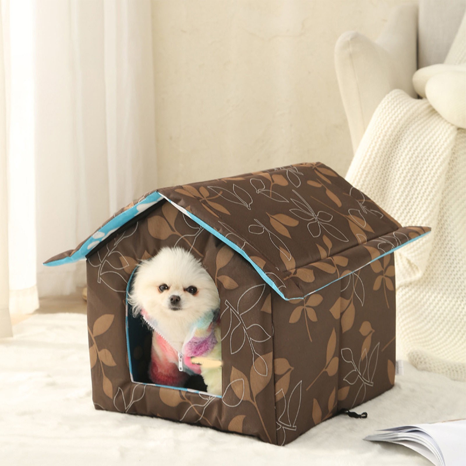 Kingtowag L Size Outdoor Waterproof Cat Dog Shelter, Removable Washable Winter Warm Pet House, Winter House with Warming Pad, Weather Proof Insulated Pet Shelter
