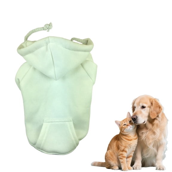 Kingtowag Light Green Pet Clothes Autumn Winter Size S, Basic Dog Hoodie Soft Warm Sweater with Leash Hole Pocket, Cold Weather Canine Wear, Hoodie with Pocket