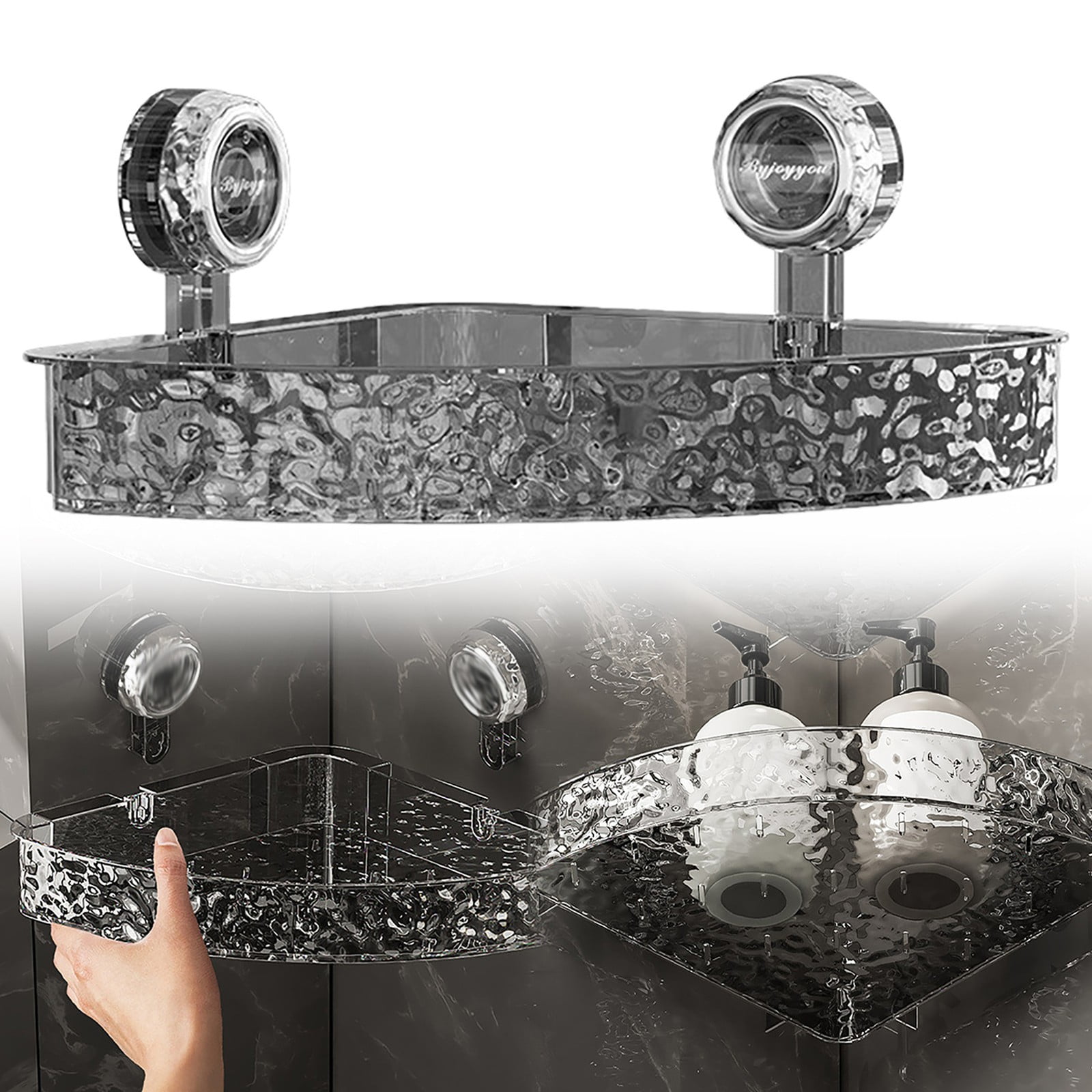 Kingtowag (Movable Shower Shelf), Corrugated Suction Cup Storage Holder ...