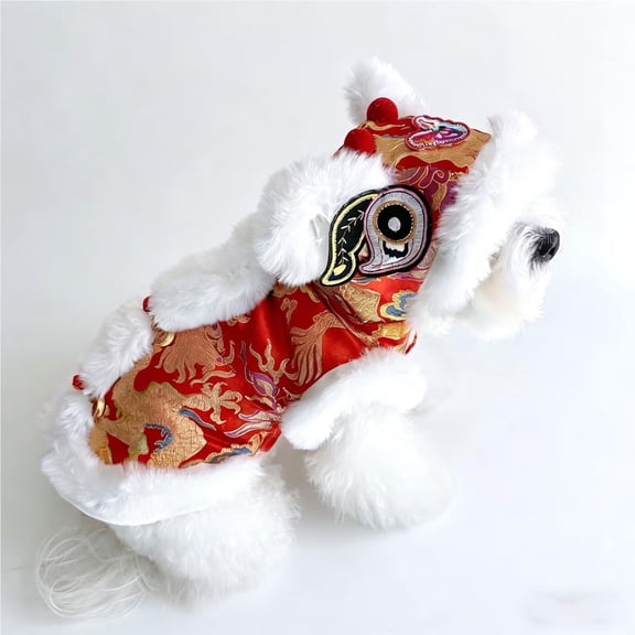 Kingtowag New Year Dog Tang Suit Costume, Chinese Spring Festival Pet Dance Outfit Winter Warm Size XS, Holiday Canine Outfit for Chinese New Year Celebrations