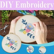 Kingtowag Office Supplies, Embroidery Cross Stitch Kit Set for Beginners-Handmade Embroidery Diy Craft, 1 Embroidery Cloth + 1 Needle Set + 1 Embroidery Cloth with Picture + 1 Instruction Manual