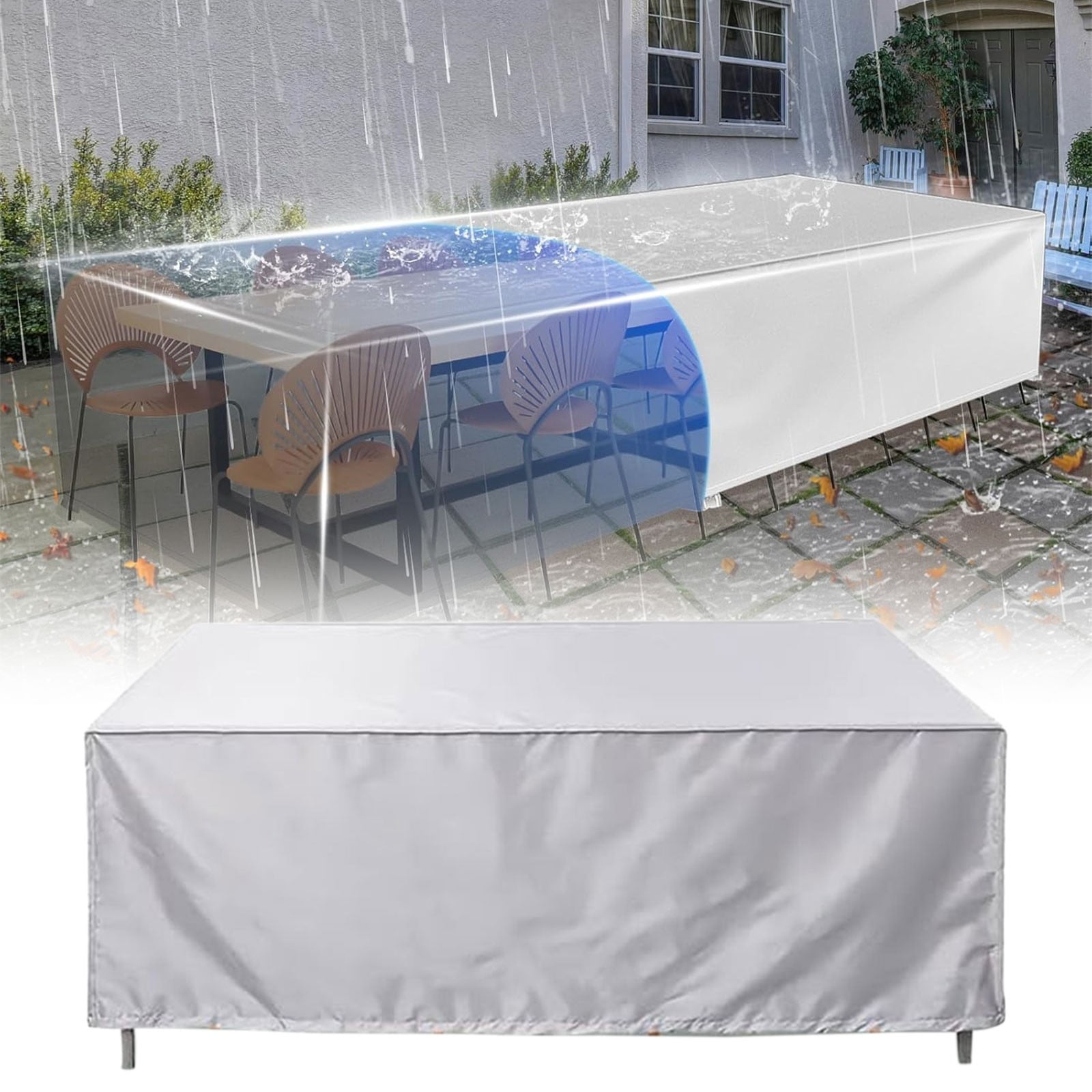 Kingtowag Outdoor Patio Table Chair Dust Cover 120X120X85cm Garden Furniture Protective Cover, 420D Waterproof Uv-Resistant with Rope