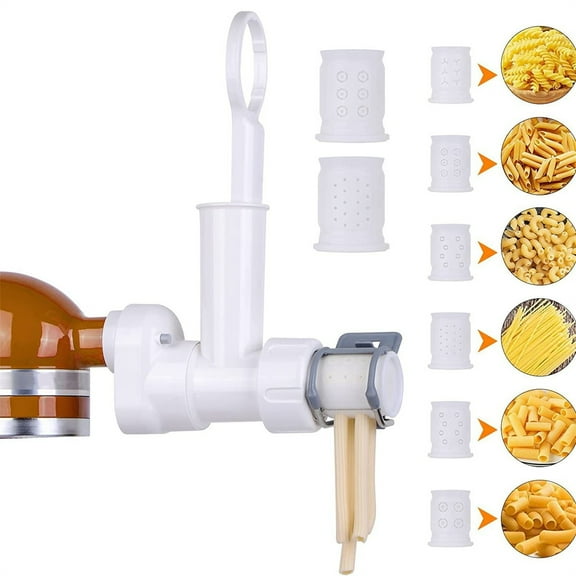 Kingtowag Pasta Maker Attachment for Kitchen Aid Stand Mixers, Pasta Maker Attachment for Kitchenaid Mixers, 6 Shapes, Includes Cleaning Brush