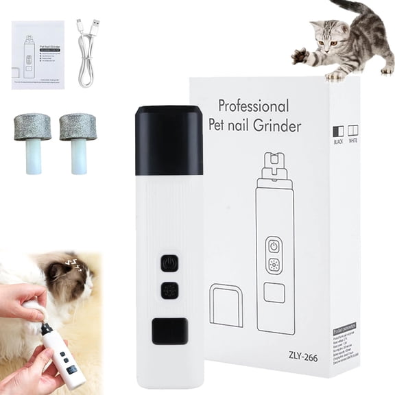 Kingtowag Pet Nail File Nail Clippers A 12x3, Trimmer Grinder 360 Settings Vibration Quiet 40dB, Quiet Pet Nail Trimmer 360° Grinding Settings Low Vibration, for Cats and Dogs
