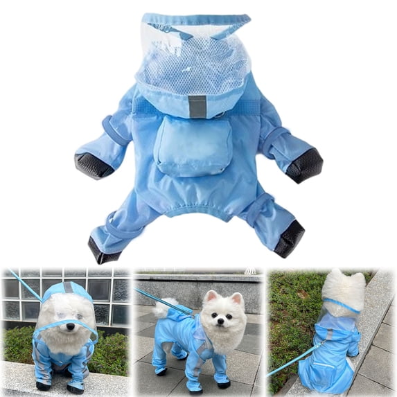 Kingtowag Pet Onesie Waterproof Raincoat Size L, Dog Rain Suit with Shoes Full Coverage Reflective, Reflective Dog Raincoat Hooded Pet Suit All-Weather Canine Wear, for Small to Large Dogs