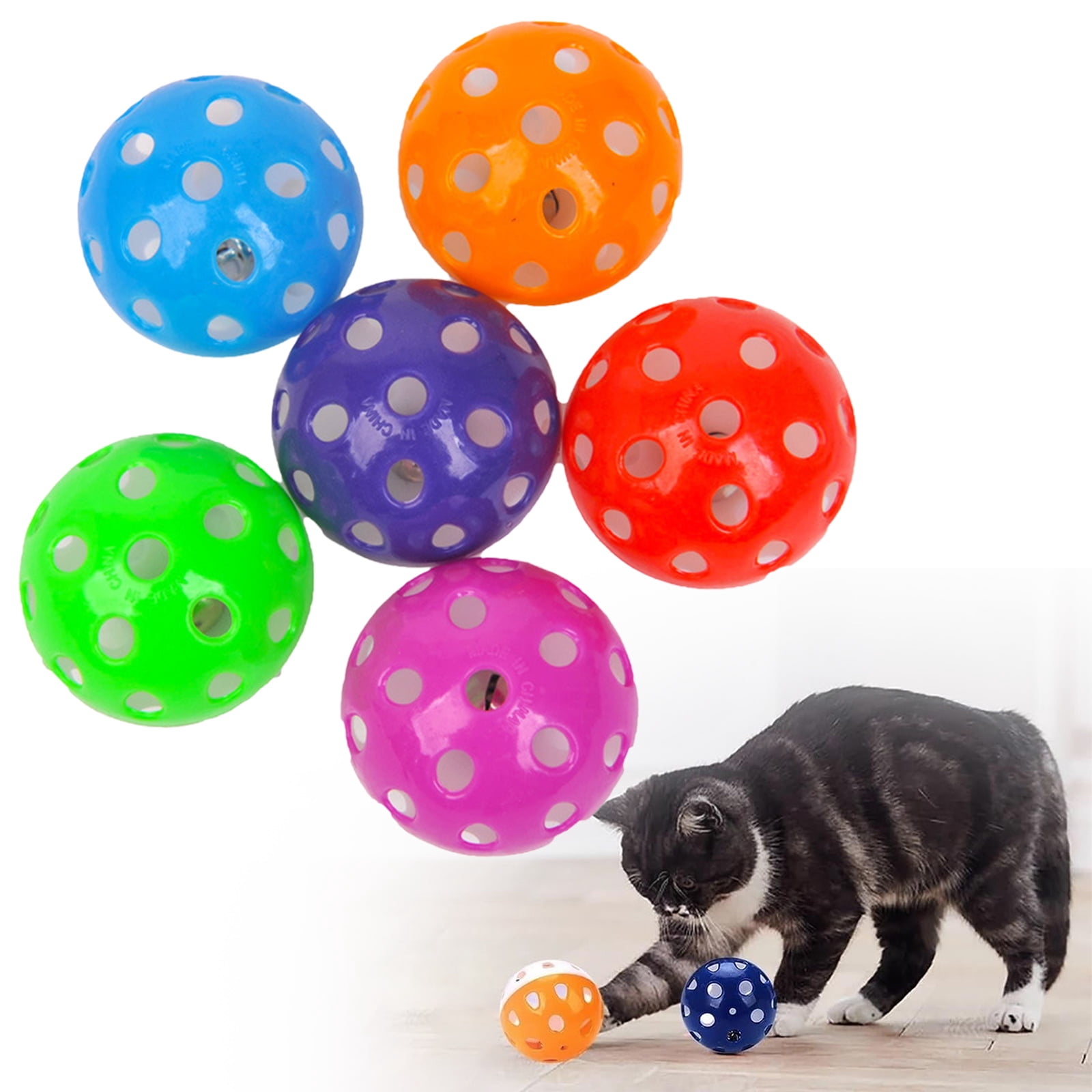 Kingtowag Pet Supplies Cat Toys 4cm, Bell Toy Jingle Pounce Rattle Toys Random Color, 4CM Cat Toy with Bell