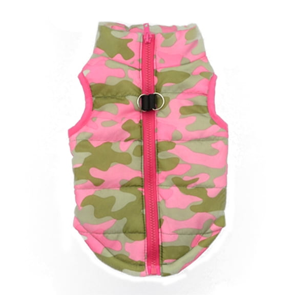 Kingtowag Pink Camouflage Dog Cotton Padded Jacket Size M, Winter Fashion Vest Pet Clothes, Camouflage Dog Vest Unisex Polyester, Warm Winter Jacket