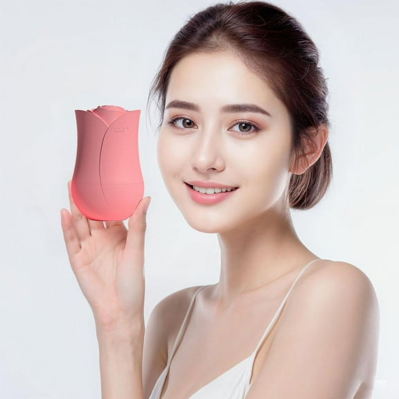 Kingtowag Pink Rose Face Ice Lattice Massage Roller Capsule, Rose Face Ice Massage Roller, Silicone Lattice for Beauty, Cooling and Soothing, Easy To Clean.