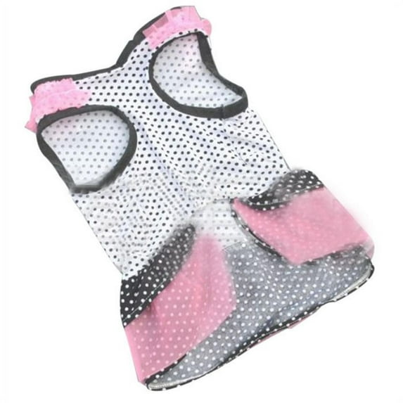 Kingtowag Polka Dot Pet Dress T-Shirt, Dog Cat Clothes Summer Comfort Breathable Top, Canine Tee with Stretch Yarn Material, Cute & Stylish Dot Skirt Design, Sizes XS-L