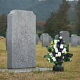 thumbnail image 1 of Kingtowag Purple and white artificial cemetery flowers, Artificial cemetery flowers with vase, realistic roses for memorial decor, 1 of 4
