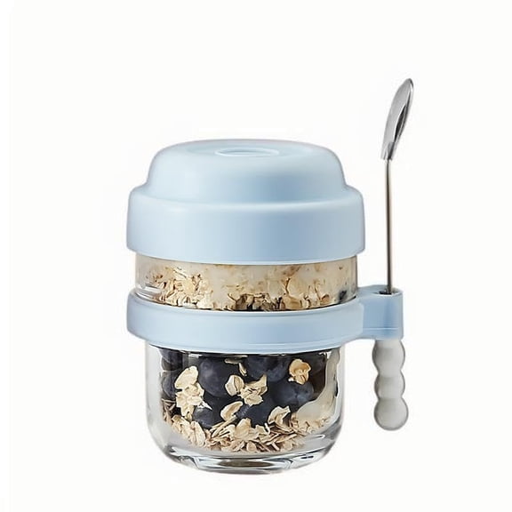 Kingtowag (Reusable Leak Proof Grain Containers), Cereal Cups Breakfast Containers with Spoons with Lids Reusable Bottles Leak Proof Grain Containers Refrigerator Storage, #C