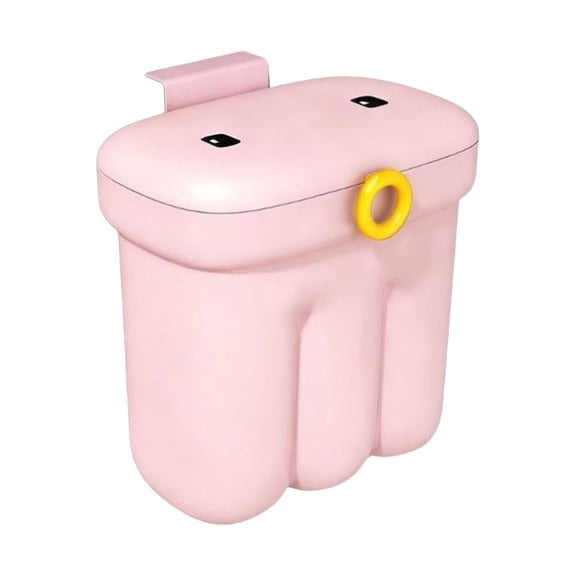 Kingtowag Sakura Pink Hanging Kitchen Trash Bin with Lid 15L, Foldable No Drill Wall Mount for Bathroom, Camping, Large Inventory, Large Inventory