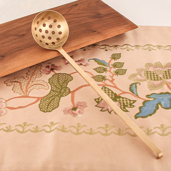 Kingtowag (Slotted Strainer Colander Kitchen), Hot Pot Strainer Soup Spoon Set, Slotted Strainer Colander for Kitchen Cooking, Copper Material with Ergonomic Handle, Durable and Non-Stick, #B