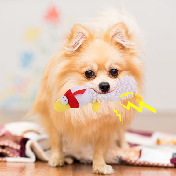 Kingtowag Talking Plush Toy Mop White Chicken, Squeaky Interactive Chew Toy for Teeth Cleaning Play, Dog Plush Mop Toy Squeaky Interactive Chew Toy for Teeth Cleaning