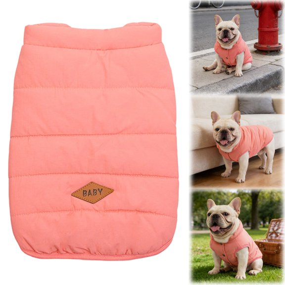 Kingtowag Watermelon Red Dog Cotton Coat Size S, Windproof Winter Fleece Jacket Cold Weather Apparel, for Flat-Faced Breeds, Fleece Dog Winter Jacket