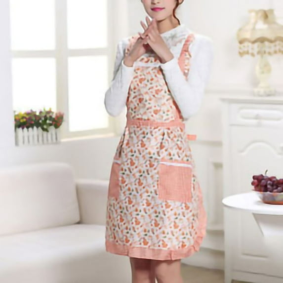 Kingtowag Waterproof Apron Yellow Flower, Thickened Double-Layer Princess Apron, Oil-Resistant and Reusable for Kitchen and Cleaning Tasks