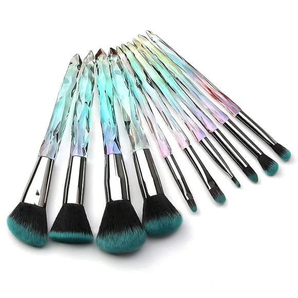 Kingtree Makeup Brushes Set, TSF610PCS Crystal Makeup Brushes Premium Synthetic Powder Foundation Concealer Eye Shadow Brush, Professional Face Eye Make Up Brushes for Girls Women