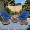 thumbnail image 1 of Kingway 3-Piece Swivel Wicker Patio Conversation Set with Cushions, 1 of 3
