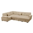 thumbnail image 1 of Kingway 4 Piece Upholstered Corduroy Sleeper Sectional Sofa With Storage Chaise, 1 of 8