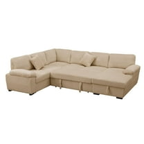 Kingway 4 Piece Upholstered Corduroy Sleeper Sectional Sofa With Storage Chaise